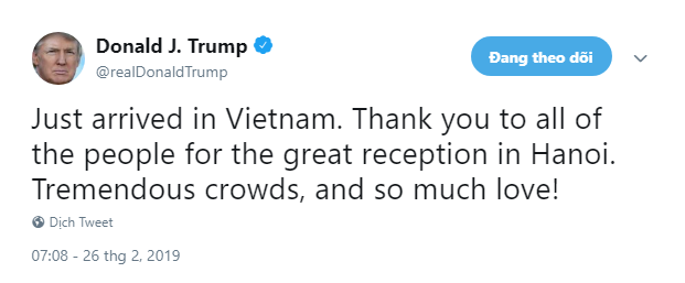  Tổng thống Donald Trump: Người dân hai bên đường rất tuyệt vời, và rất nồng hậu - Ảnh 1.