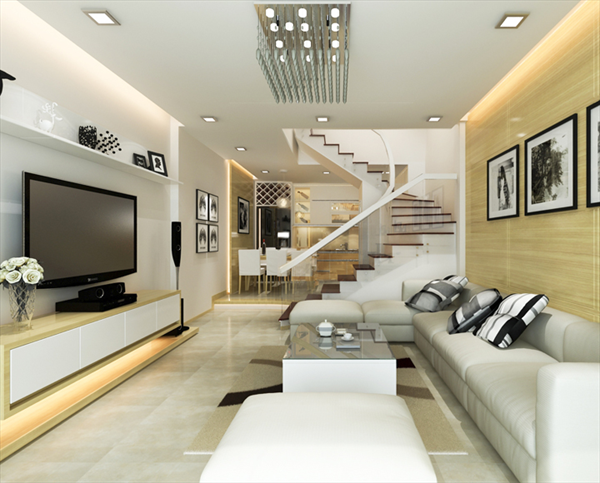 Những ý tưởng thiết kế nội thất phòng khách nhà ống năm 2019 - Ảnh 2.