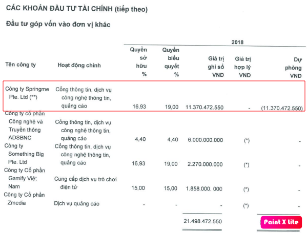 Trích lập dự phòng 100% cho Springme Pte Ltd, Yeah1 điều chỉnh giảm 17 tỷ đồng tiền lãi 2018   - Ảnh 1.