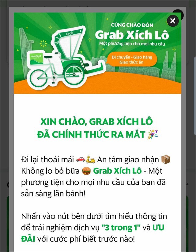 Grab bất ngờ tung dịch vụ Grab xích lô đúng ngày Cá tháng Tư - Ảnh 1.