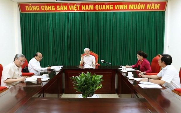 Tổng Bí thư, Chủ tịch nước Nguyễn Phú Trọng chủ trì họp lãnh đạo - Ảnh 1.
