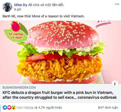 Burger thanh long của KFC Việt Nam chưa ra mắt đã gây bão, lên hẳn báo Mỹ với vô số lời khen: “Thêm một lý do nữa để tới Việt Nam!” - Ảnh 2.