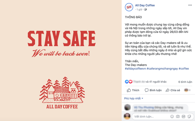 Hưởng ứng lời kêu gọi, hàng loạt quán cafe ở Hà Nội thông báo tạm dừng hoạt động, một số chuyển sang bán online - Ảnh 3.
