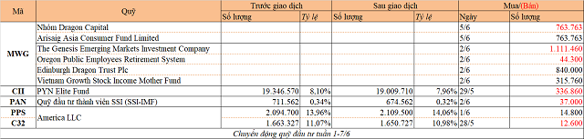 Chuyển động quỹ đầu tư tuần 1-7/6: Quỹ tỷ đô mua thêm cổ phần MWG - Ảnh 1.