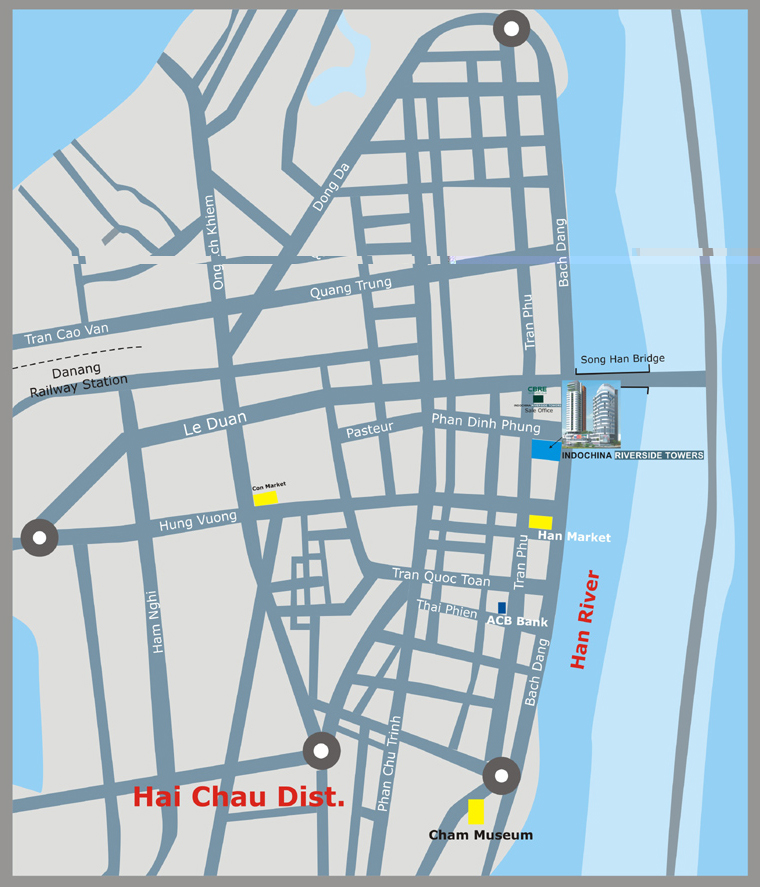 Tổng quan và quy mô khu phức hợp Indochina Riverside Towers map Tổng quan và quy mô khu phức hợp Indochina Riverside Towers