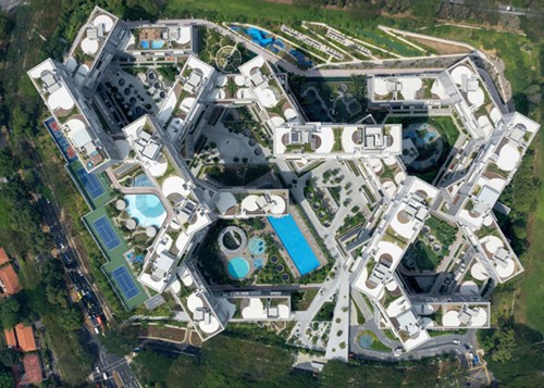 Công trình đẹp nhất thế giới The Interlace nhìn từ trên cao.