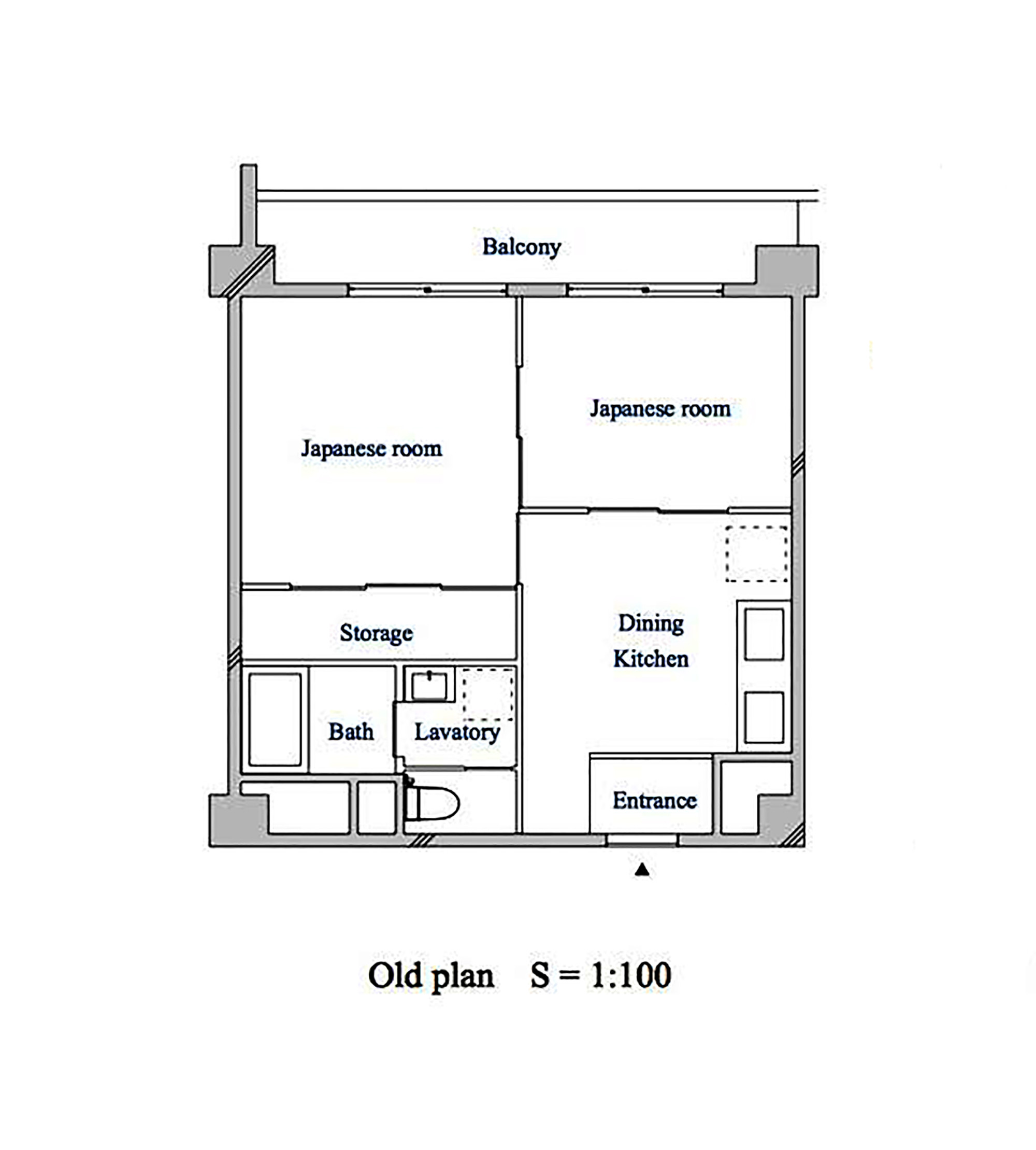 Sơ đồ căn hộ trước khi sửa.