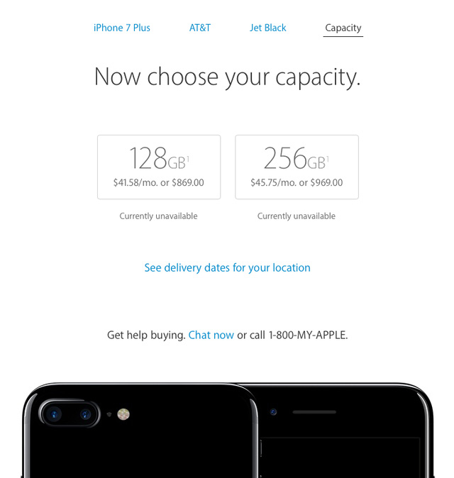 
iPhone 7 Jet Black sẽ chỉ có mặt với hai phiên bản 128GB và 256GB
