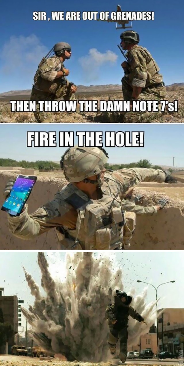 Với tính năng phát nổ, Note 7 được yêu thích trong các cuộc chiến.