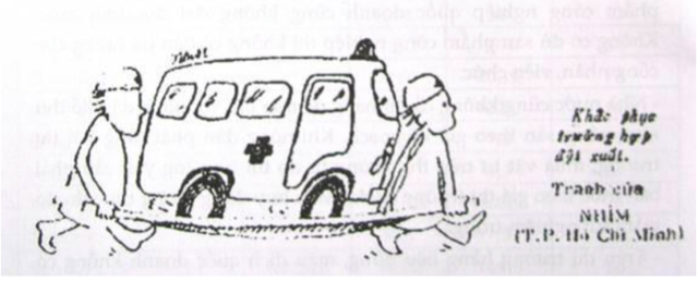
Hết xăng, ngay cả xe cấp cứu cũng phải đưa đi cấp cứu! (Báo Văn nghệ, ngày 23/10/1982)
