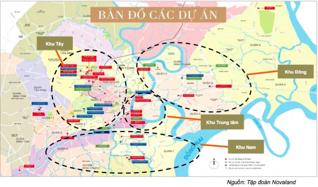 
Quỹ đất, dự án của Novaland ngày càng phình to thông qua chiến lược M&A. Vị trí các dự án nằm chủ yếu ở các khu trung tâm Sài Gòn.
