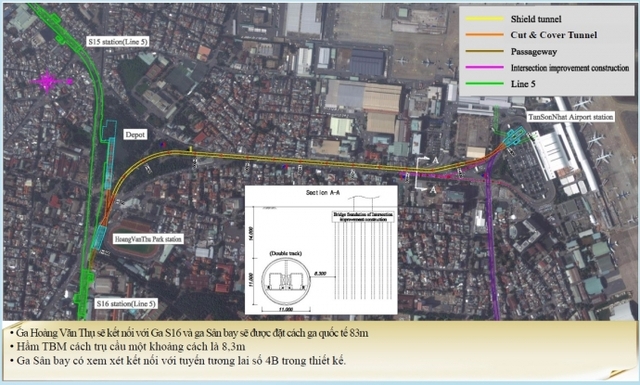 
Sơ đồ và mô hình phối cảnh nhà ga tuyến metro số 4 b kết nối vào sân bay Tân Sơn Nhất

