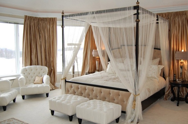 
4. Giường khung canopy là kiểu giường tiêu biểu nhất thường xuyên sử dụng màn để trang trí.
