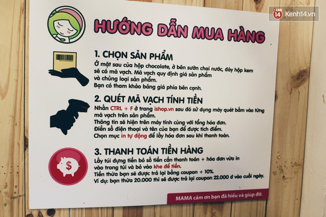 Biển hướng dẫn cách thanh toán tiền.