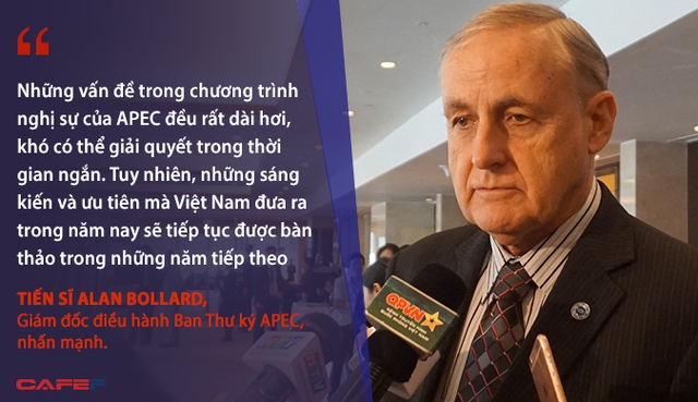 
Những vấn đề trong chương trình nghị sự của APEC đều rất dài hơi, khó có thể giải quyết trong thời gian ngắn. Tuy nhiên, những sáng kiến và ưu tiên mà Việt Nam đưa ra trong năm nay sẽ tiếp tục được bàn thảo trong những năm tiếp theo - Tiến sĩ Alan Bollard, Giám đốc điều hành Ban Thư ký APEC, nhấn mạnh.
