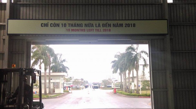 
Ảnh chụp trong nhà máy: Khẩu hiệu thế hiện sự quyết tâm của ô tô Trường Hải trước cột mốc 2018
