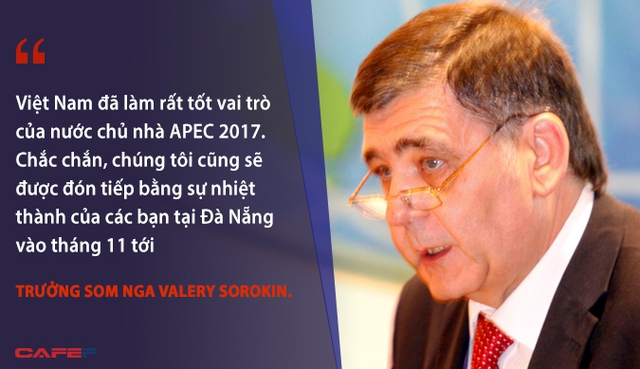 
Việt Nam đã làm rất tốt vai trò của nước chủ nhà APEC 2017. Chắc chắn, chúng tôi cũng sẽ được đón tiếp bằng sự nhiệt thành của các bạn tại Đà Nẵng vào tháng 11 tới - Trưởng SOM Nga Valery Sorokin.
