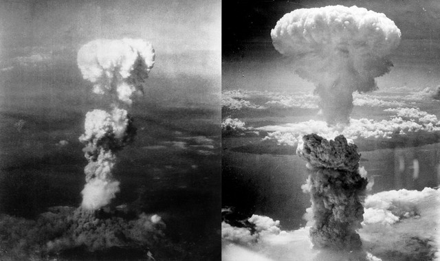 
Ngày 6/8/1945, Mỹ ném quả bom nguyên tử đầu tiên mang tên Little Boy xuống thành phố Hiroshima của Nhật Bản. Ba ngày sau, một quả bom khác có tên Fat Man được thả xuống thành phố Nagasaki. Đây là lần đầu tiên và cũng là lần duy nhất vũ khí nguyên tử được sử dụng trong một cuộc chiến với thương vong lên tới hàng trăm nghìn người.
