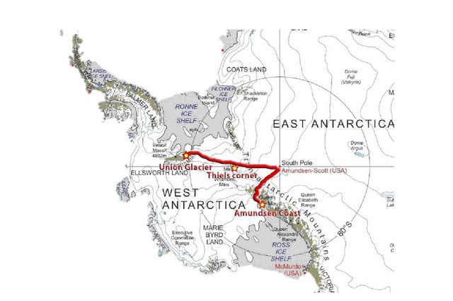 Lộ trình chuyến đi xuyên Nam Cực