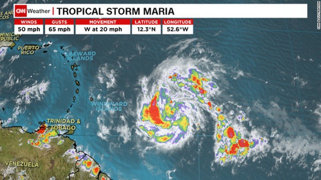 
Bão Maria có nguy cơ di chuyển giống bão Irma. Ảnh: EPA
