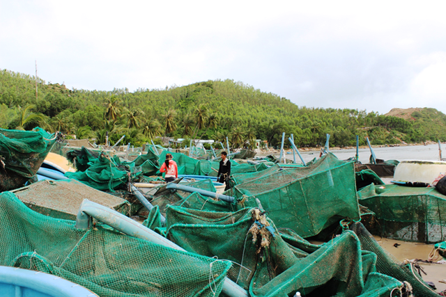 Sau bão, những làng nghề nuôi trồng thủy sản tan hoang xơ xác. Ảnh: Trung Thi.