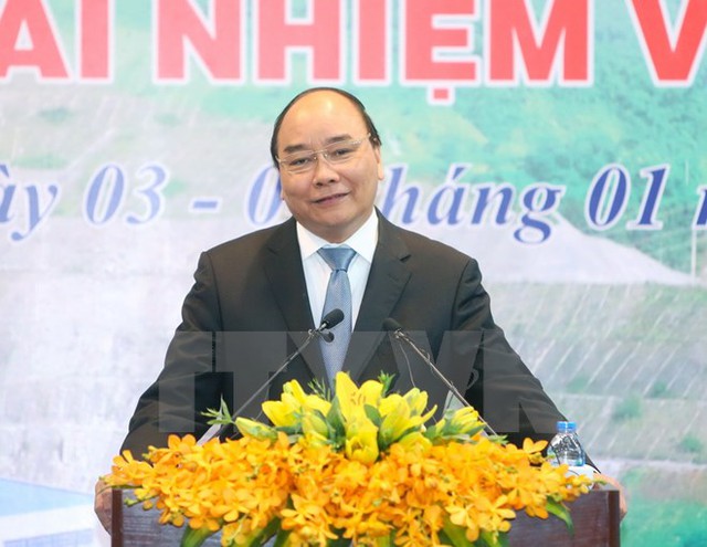  Thủ tướng Nguyễn Xuân Phúc phát biểu tại hội nghị. (Ảnh: Thống Nhất/TTXVN)