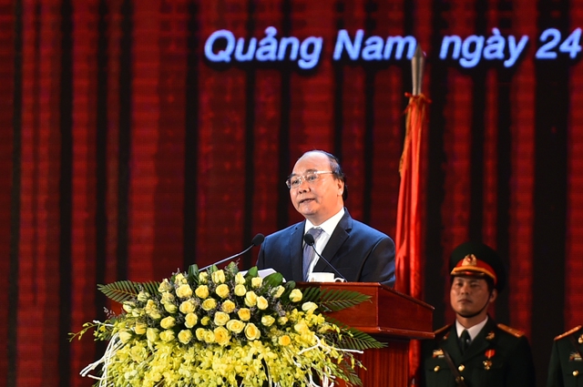  Thủ tướng Nguyễn Xuân Phúc cho rằng, sau 20 năm tái lập tỉnh, Quảng Nam đã đạt được những thành quả phát triển vượt bậc. - Ảnh: VGP/Quang Hiếu