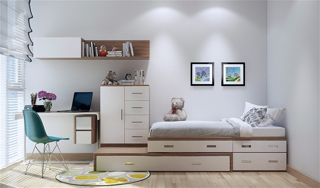 
Những món đồ nội thất đơn giản, nhỏ gọn giúp ngôi nhà trông gọn gàng và thoáng đãng hơn.

 
