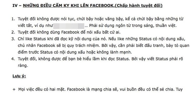 
Những điều cấm kỵ khi lên Facebook, 1 trong những quy định của trường Lương Thế Vinh
