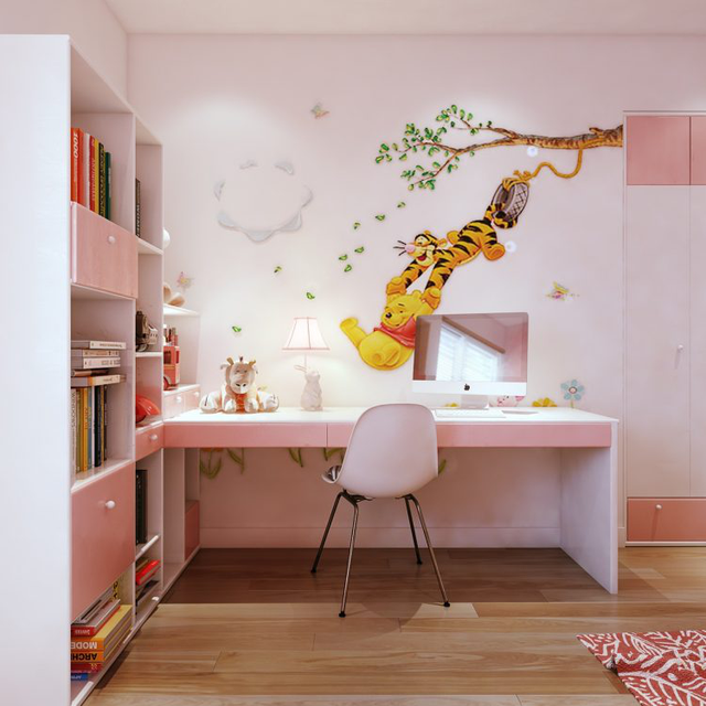 
Và đây là căn phòng nhiều màu sắc nhất dành riêng cho em bé. Góc nhỏ này được trang trí với gam màu trắng- hồng ấm áp.

 
