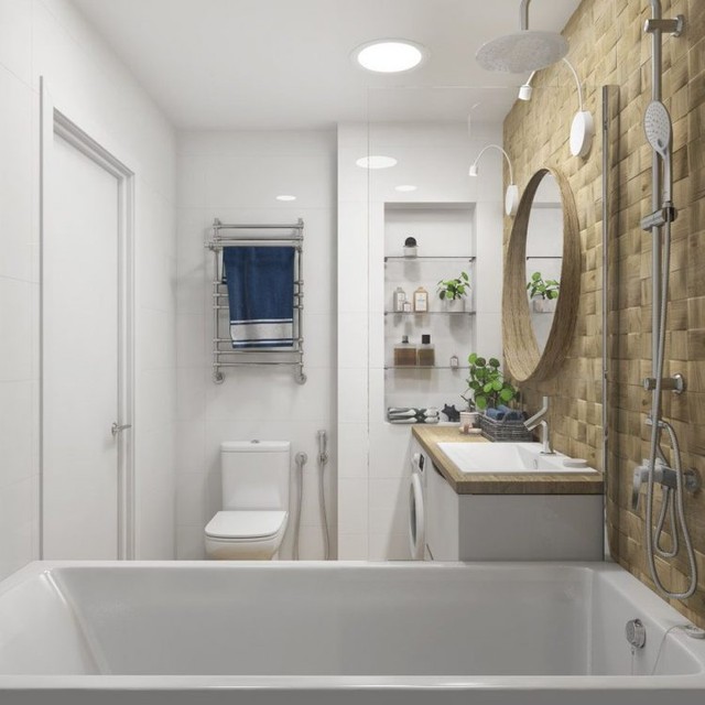 
Khác hoàn toàn với không gian phòng khách, bếp và khu vực nghỉ ngơi, khu nhà tắm được thiết kế sáng bừng với tông màu trắng chủ đạo.

 
