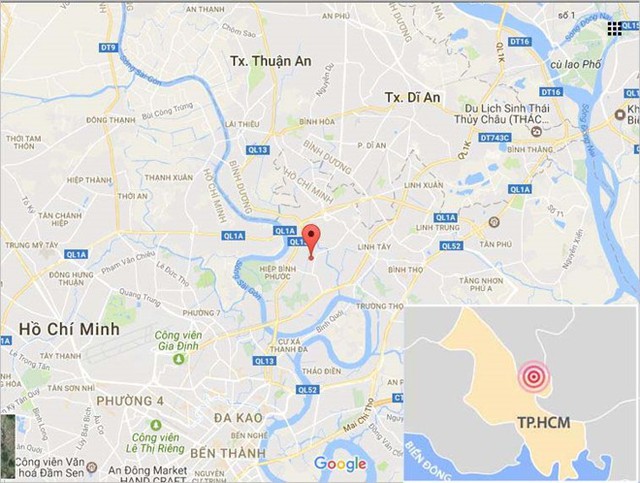   Vị trí nơi xảy ra sự cố cống ngăn triều khiến khu dân cư bị ngập. Ảnh: Google Maps.  