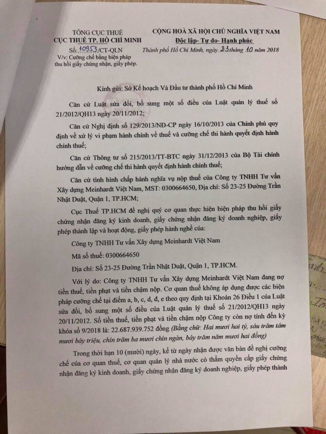 Cục thuế TP.HCM đề nghị thu hồi giấy phép công ty giám sát dự án chống ngập 10.000 tỷ đồng  - Ảnh 1.