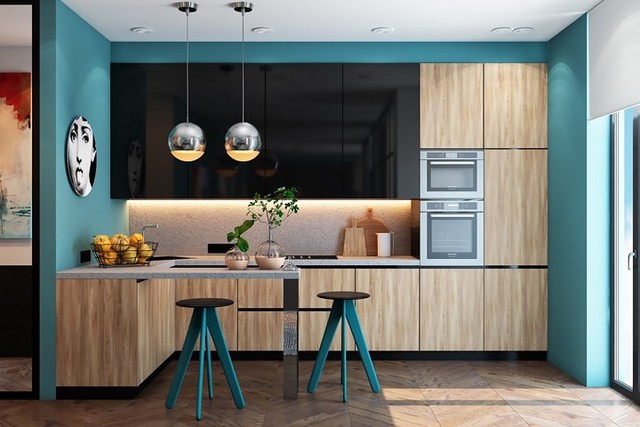 Ngắm phòng bếp được thiết kế lung linh với màu xanh dương - Ảnh 1.