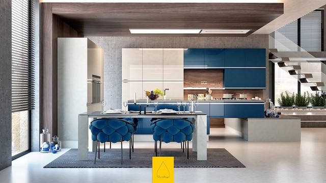 Ngắm phòng bếp được thiết kế lung linh với màu xanh dương - Ảnh 3.