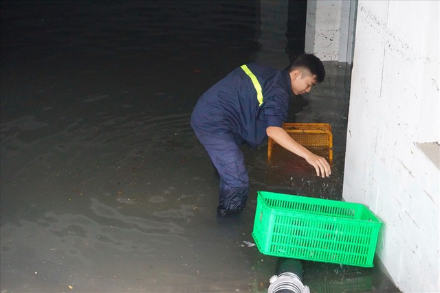 Hàng loạt hầm để xe ở Sài Gòn thành hầm chứa nước sau trận mưa lịch sử - Ảnh 4.