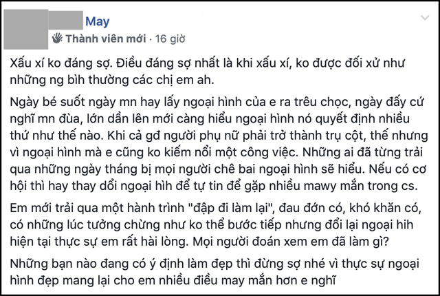 Mặt xấu xí như vậy chỉ đem lại vận xui - lời từ chối khi xin việc và màn lột xác ngoạn mục của cô gái trẻ khiến bao người ngỡ ngàng - Ảnh 1.