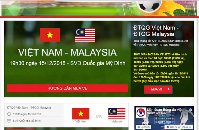 Mở bán vé trận chung kết lượt về AFF Cup 2018 đợt cuối cùng: Lại điệp khúc nghẽn mạng ngay từ giây đầu tiên! - Ảnh 1.