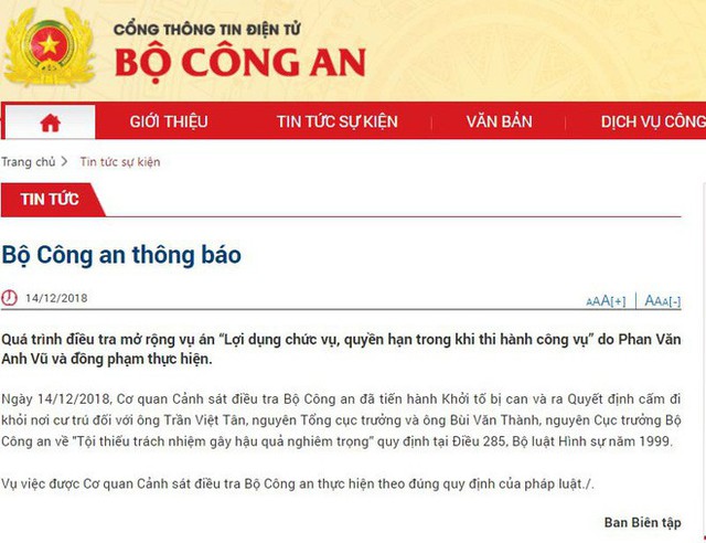  Khởi tố 2 cựu Thứ trưởng Bộ Công an Trần Việt Tân và Bùi Văn Thành - Ảnh 1.