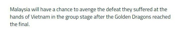 Báo Malaysia tuyên bố ĐT sẵn sàng phục thù Việt Nam trong trận chung kết AFF Cup 2018 - Ảnh 1.