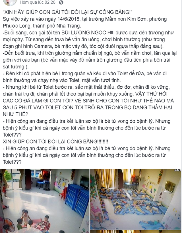 Mẹ bé gái 4 tuổi chết bất thường tại trường mầm non ở Nha Trang: Mong chờ kết quả giám định pháp y để con gái không chết oan - Ảnh 3.