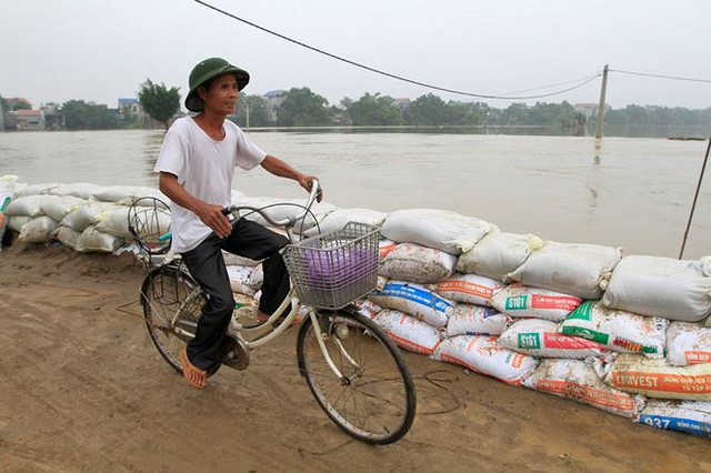 Cận cảnh mức chênh nước đê tả Bùi đe dọa nghìn hộ dân ở Hà Nội  - Ảnh 11.