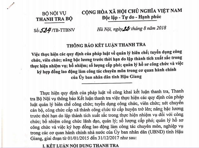  31 cán bộ ở Hậu Giang được bổ nhiệm thiếu chuẩn - Ảnh 1.