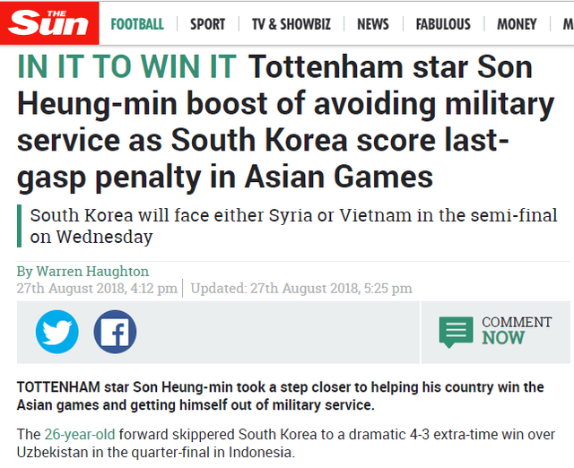 Báo Anh cảnh báo: Olympic Việt Nam có thể khiến Son Heung-min phải đi nghĩa vụ quân sự - Ảnh 1.