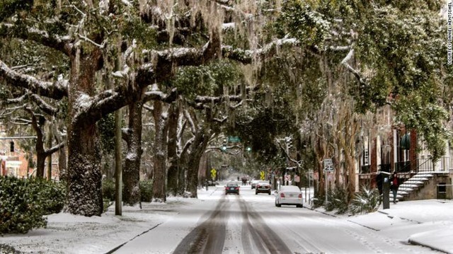 
Cây đóng băng trong nhiệt độ lạnh giá ở Savannah, Georgia. Nhiều cơ quan chính phủ, trường học đã buộc phải đóng cửa vì thời tiết quá lạnh. Người dân cũng nhận được khuyến cáo hạn chế ra ngoài trong điều kiện thời tiết cực đoan.
