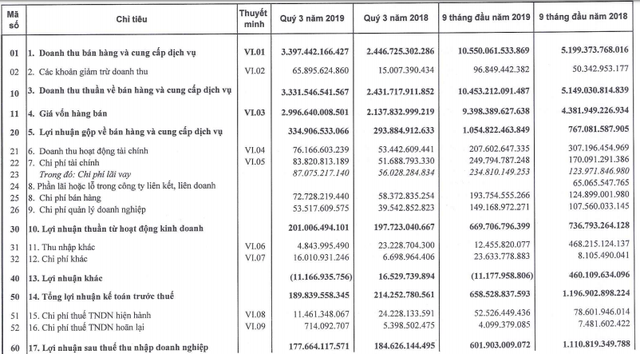 Sao Mai Group (ASM): Gánh nặng chi phí, LNST 9 tháng năm 2019 giảm một nửa so với cùng kỳ, còn hơn 600 tỷ đồng - Ảnh 1.