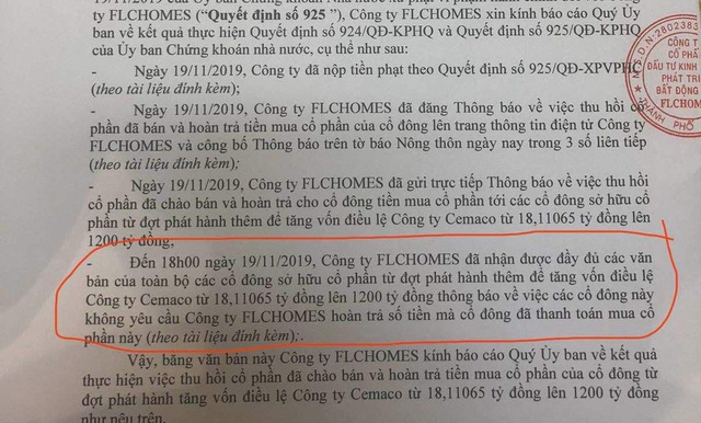 Không cổ đông nào yêu cầu FLCHomes hoàn tiền mua cổ phần phát hành thêm từ 2017 - Ảnh 1.