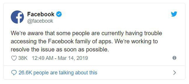 Facebook vẫn đang lỗi, người dùng không thể đăng tin, khó đăng nhập, chính Facebook cũng phải dùng Twitter để thừa nhận đang gặp vấn đề - Ảnh 2.