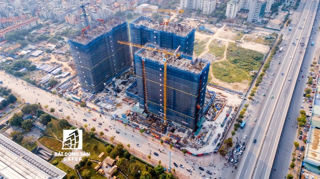 Rừng cao ốc chung cư dọc tuyến metro Cát Linh - Hà Đông nhìn từ trên cao - Ảnh 2.