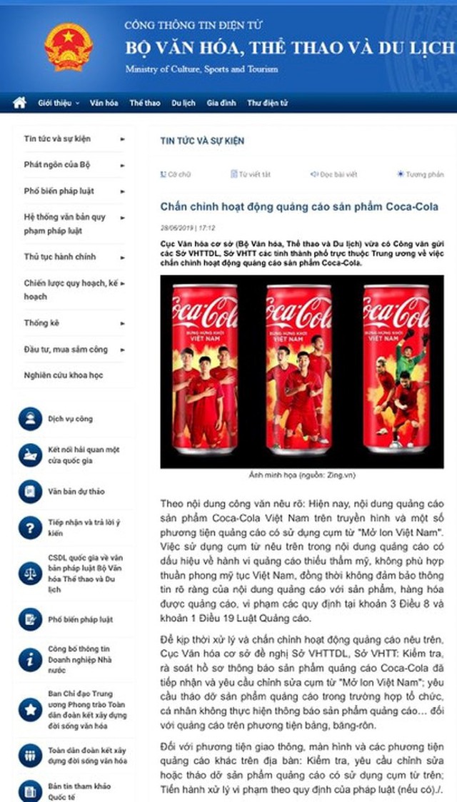 Coca-Cola quảng cáo Mở lon Việt Nam, Bộ VHTT&DL khẳng định không phù hợp thuần phong mỹ tục - Ảnh 1.